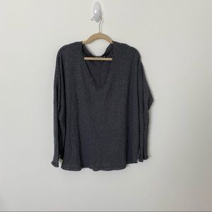 UO Out From Under Thermal V-Neck Top | Size S